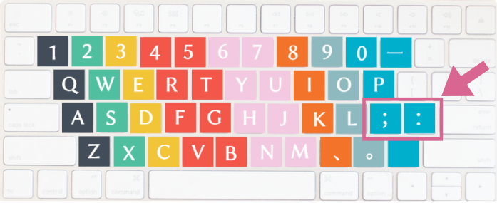 コロンとセミコロンのキーボード情の位置